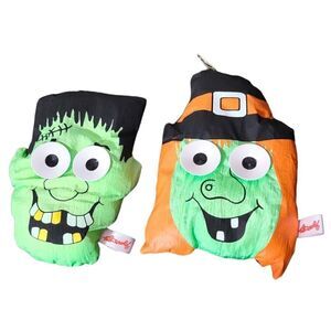Vintage fun world halloween nylon plush Witch & Frankenstein Ornaments